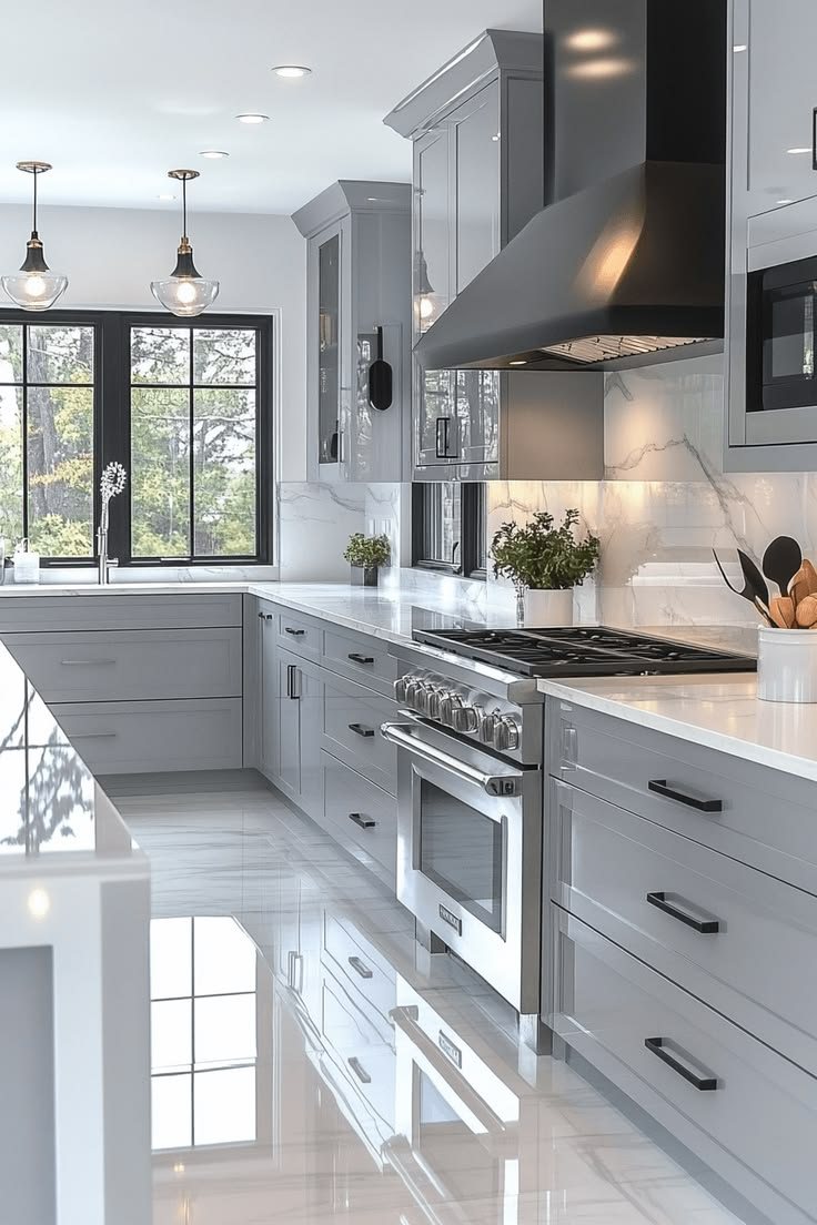 Grey and white kitchen cabinetry style reference